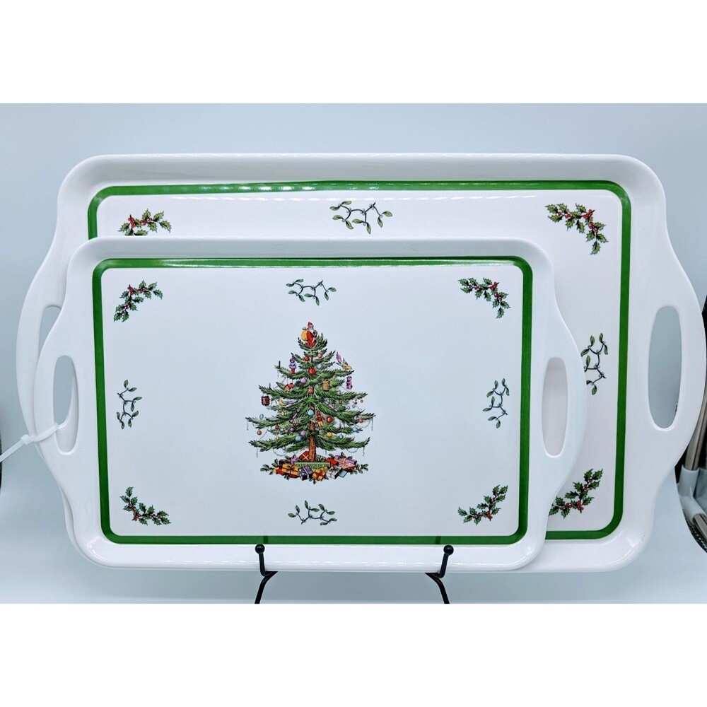 Pimpernel Spode Christmas Tree Serving Trays Melamine NWOB Set of 2